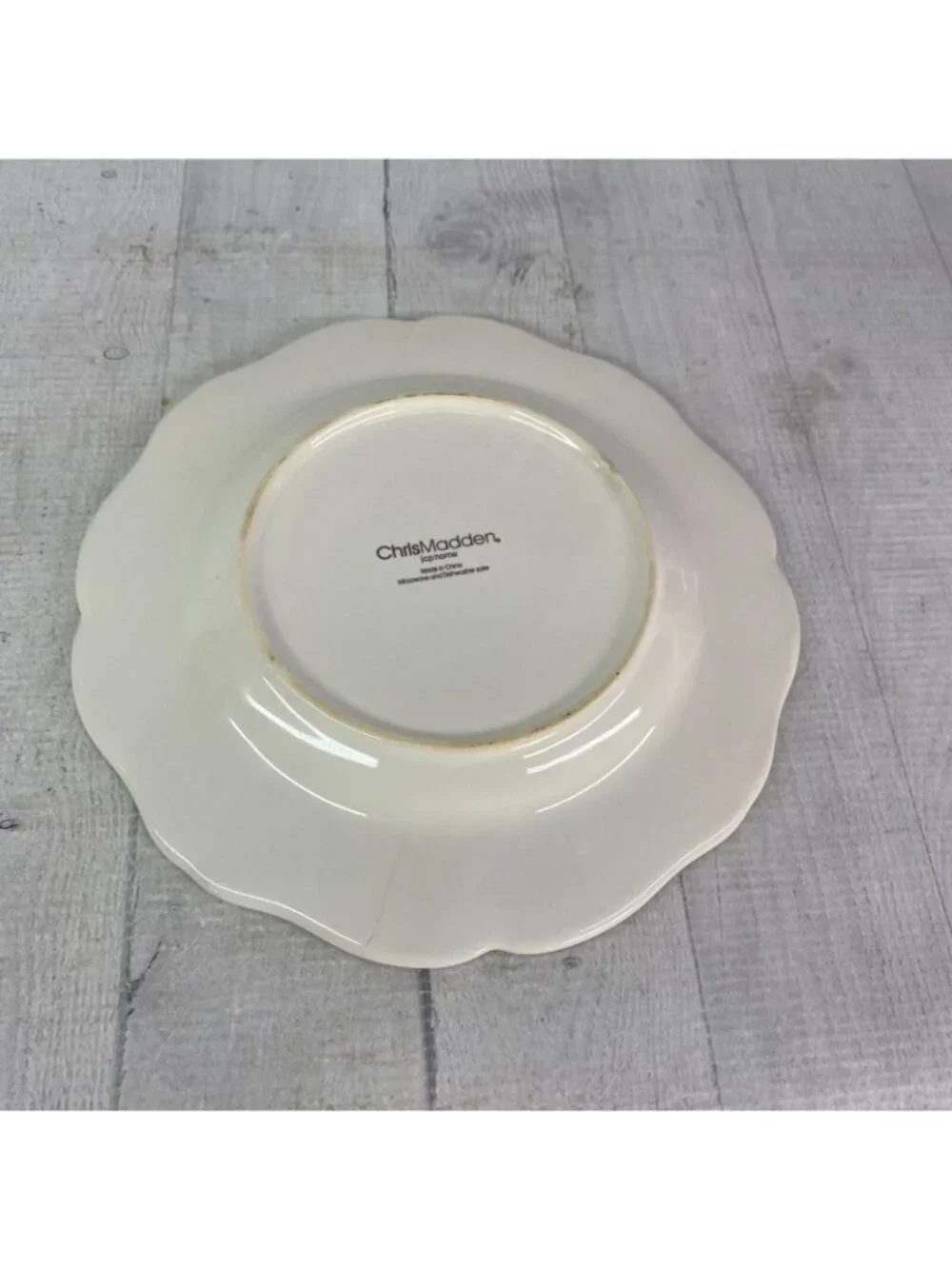 Chris Madden JCPenny ADALINA Ivory Embossed Stoneware Salad Lunch Plates Set 4